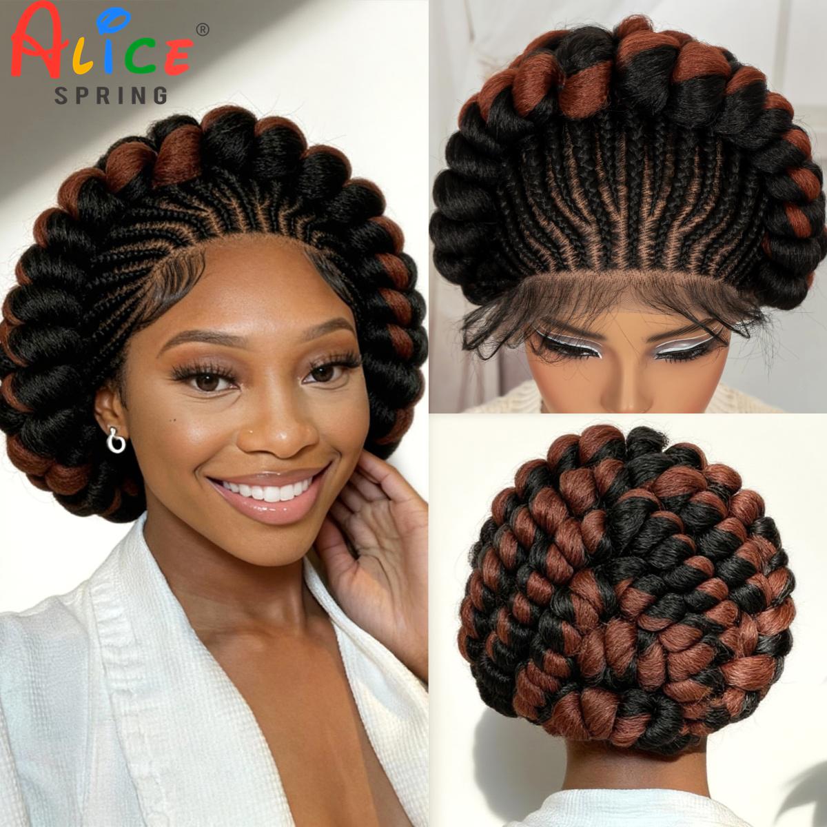 Synthetic Braided Wigs For Black Women - Cornrow Gevlochten Pruiken Synthetische Full Lace