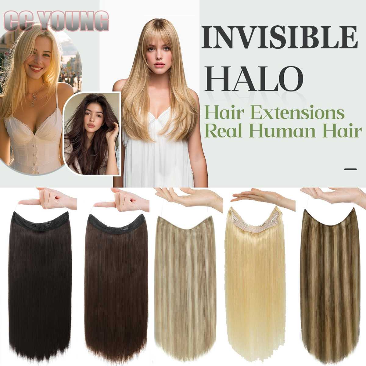 Seamless Clip In Hair Extensions Human Hair - Onzichtbare Halo Haarverlengingen Echt Menselijk Haar