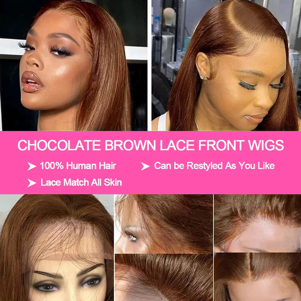 13X4 chocoladebruine rechte bo - Hd Lace Frontal Wig Human Hair Pre Plucked recensie en prijs
