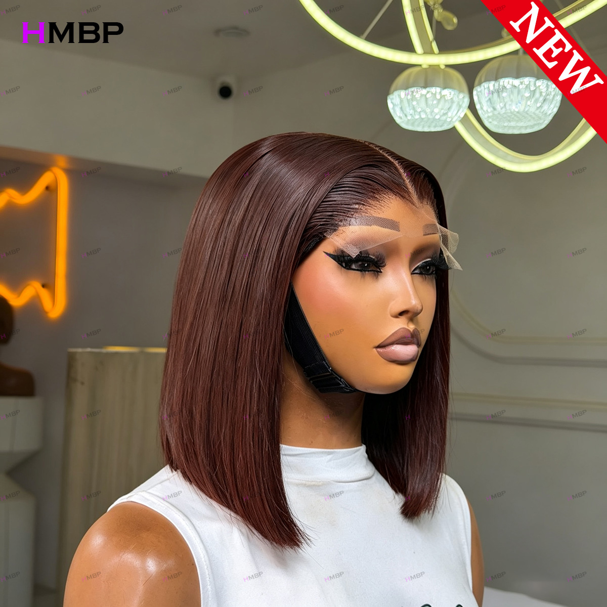 # 33 Donker Auburn Recht Bobpr - Lace Front Wigs recensie en prijs