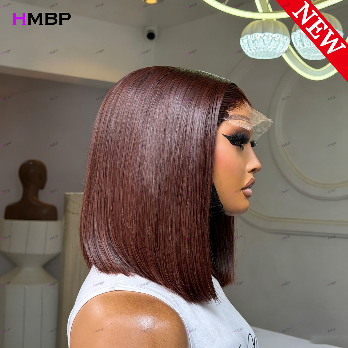# 33 Donker Auburn Recht Bobpr - Lace Front Wigs recensie en prijs