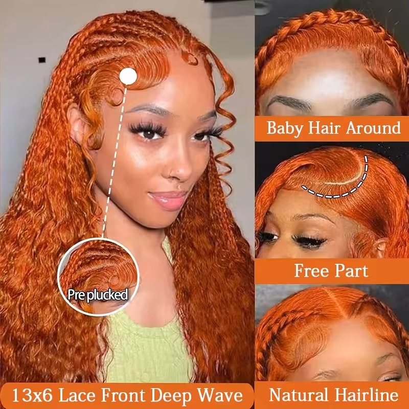 220% Dichtheid Gember Oranje W - Lace Front Wigs recensie en prijs